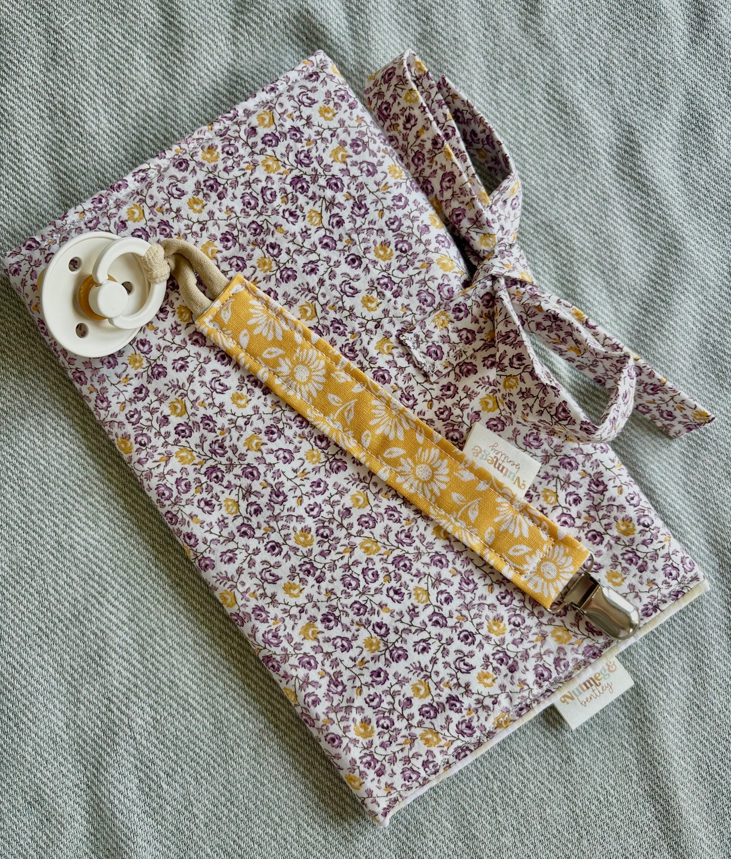 Nappy Wallet - Purple Yellow Florals Gingham