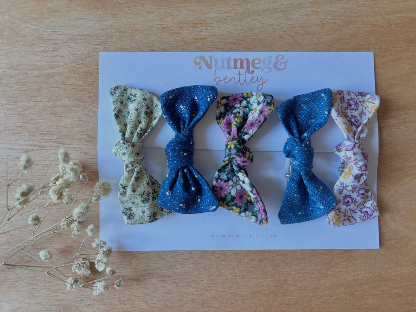Midnight Handmade Set of 5 Girls Hair Clips