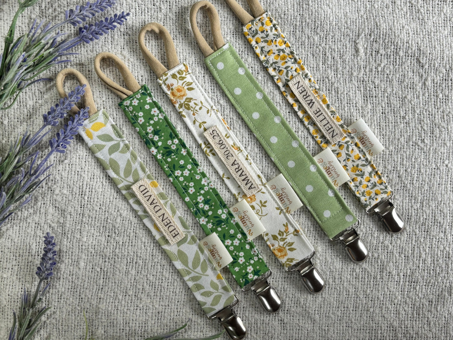 Personalised Dummy Clip – Handmade, Safe & Timeless Spring Florals Baby Keepsake