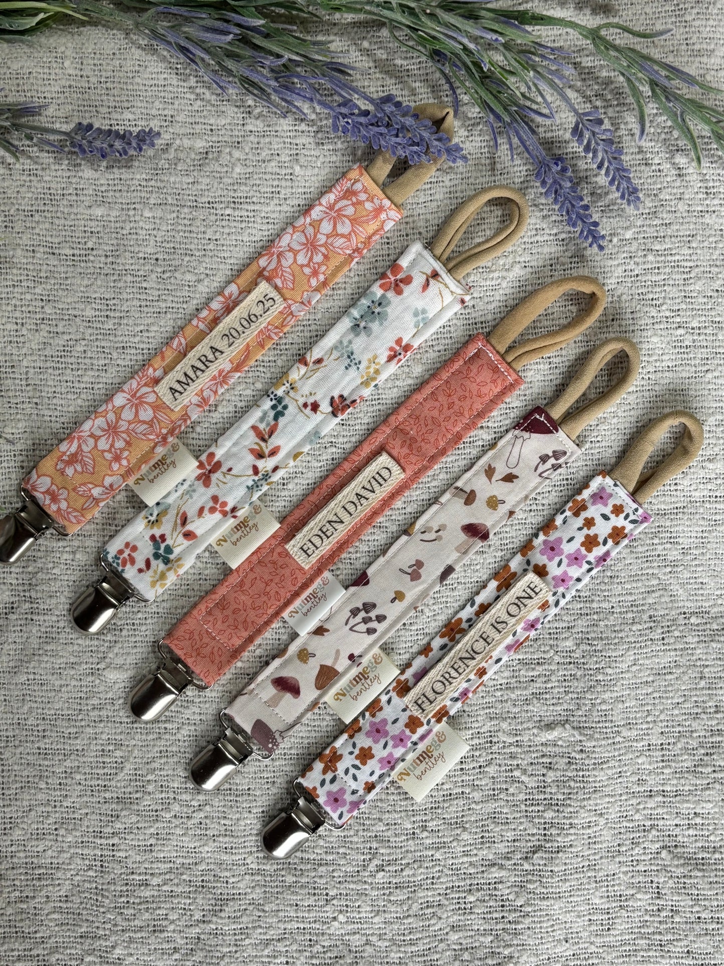 Personalised Dummy Clip – Handmade, Safe & Timeless Coral Baby Keepsake