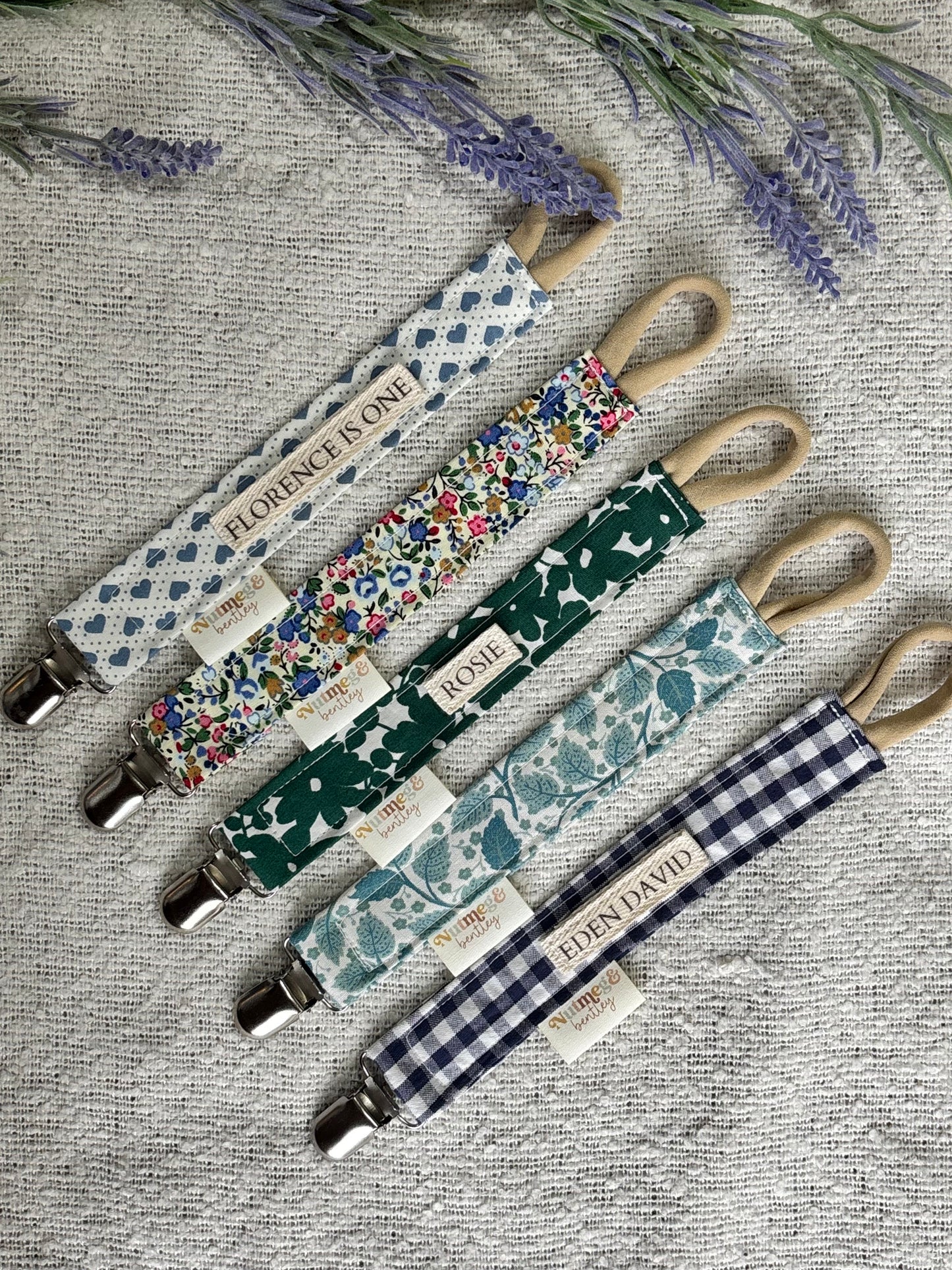 Personalised Dummy Clip – Handmade, Safe & Timeless Blue Baby Keepsake