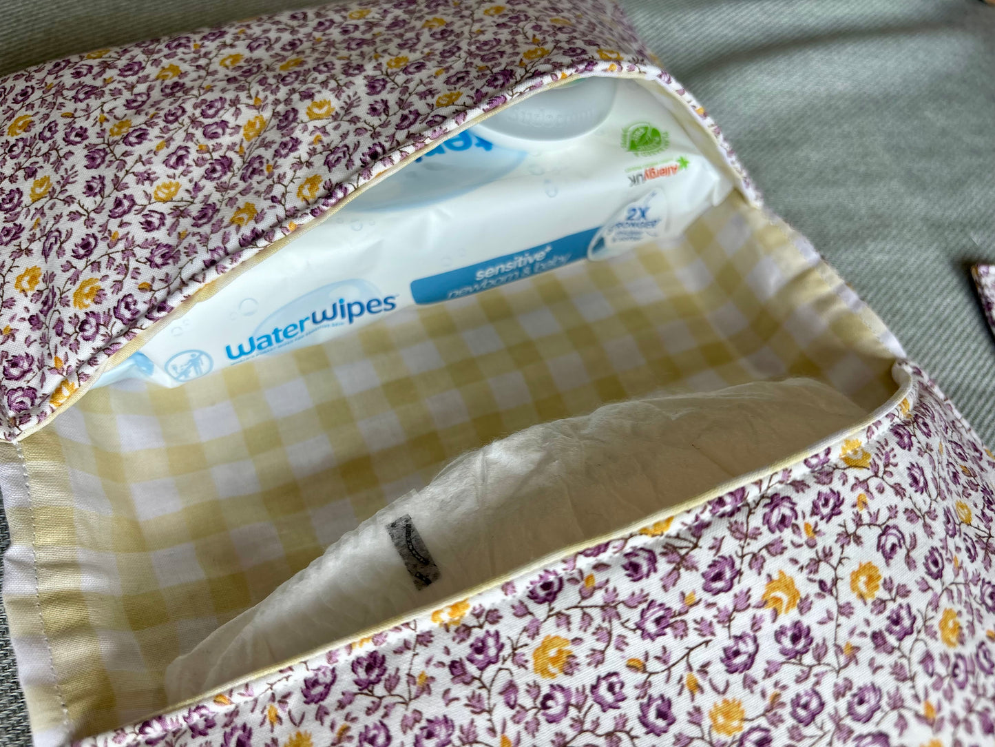 Nappy Wallet - Purple Yellow Florals Gingham