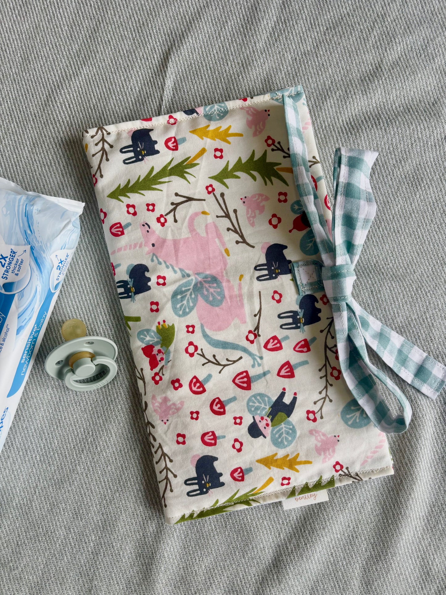 Nappy Wallet - Fairy Tale Teal Gingham