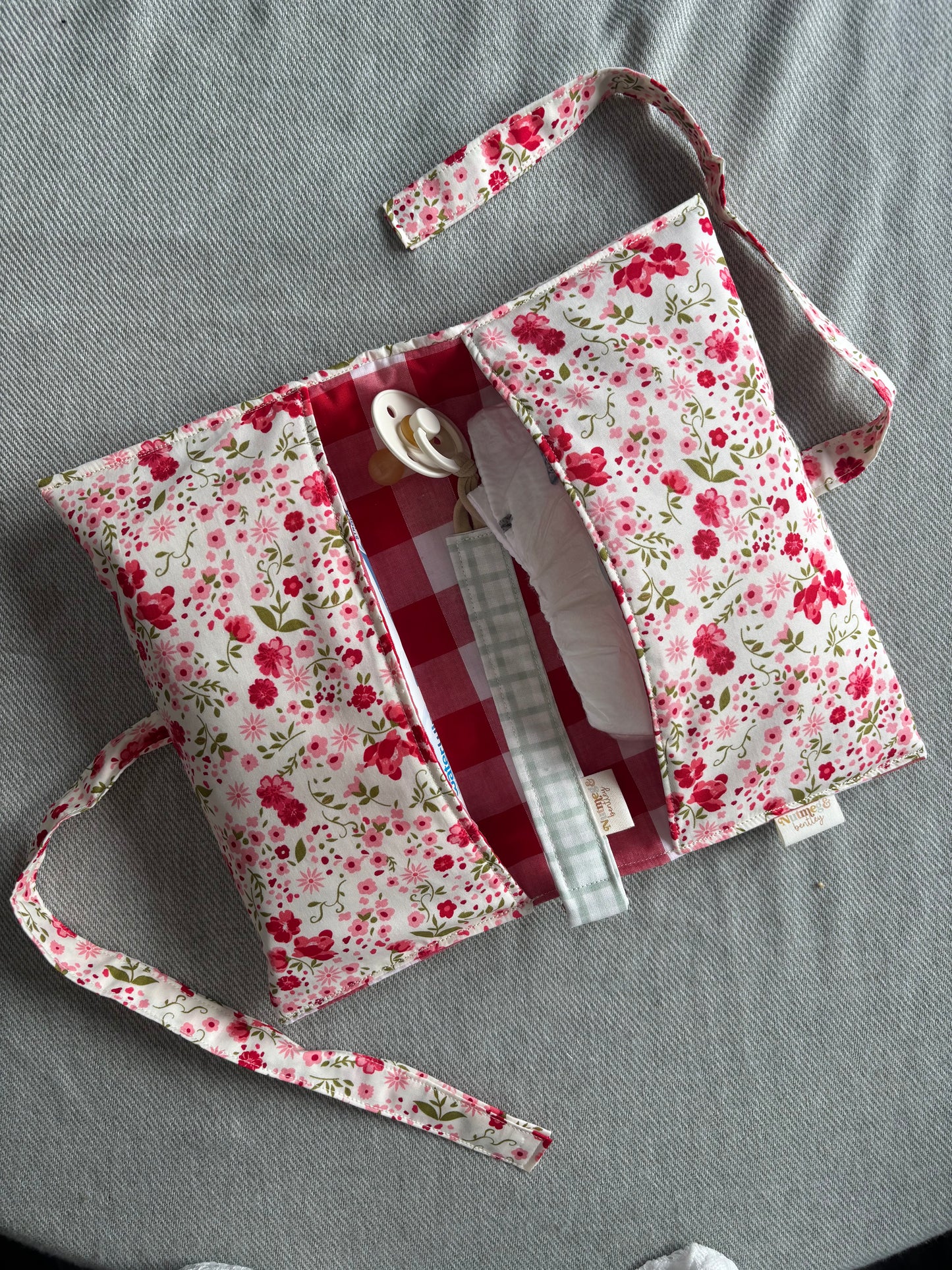 Nappy Wallet - Pink and Red Floral Picnic