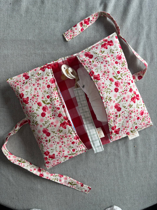 Nappy Wallet - Pink and Red Floral Picnic