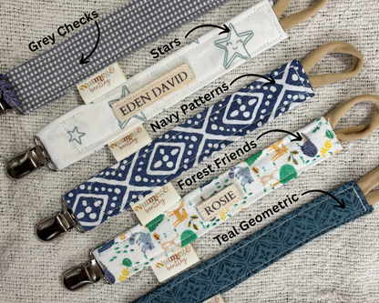 Personalised Dummy Clip – Handmade, Safe & Timeless Boys Baby Keepsake