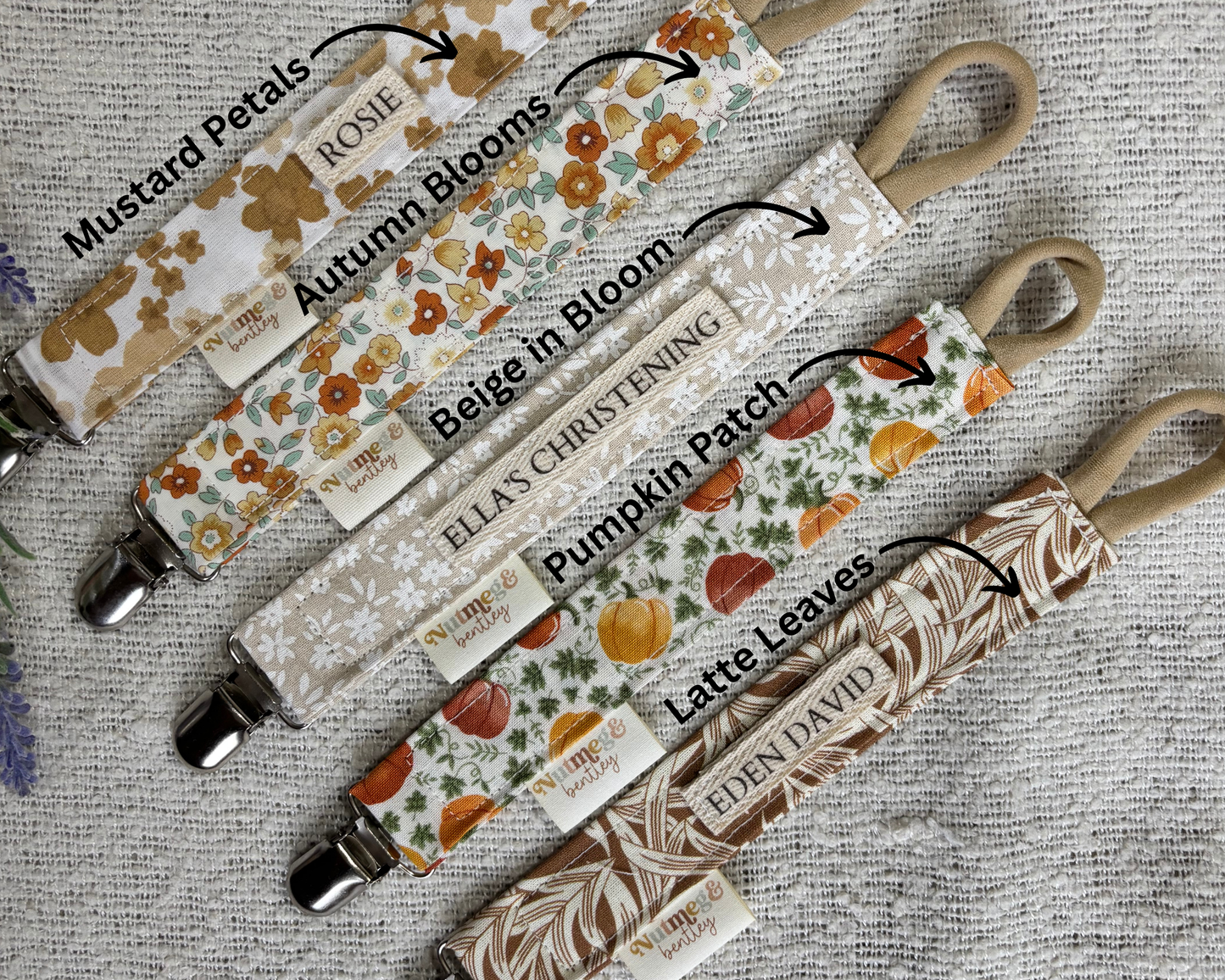 Personalised Dummy Clip – Handmade, Safe & Timeless Autumnal Baby Keepsake