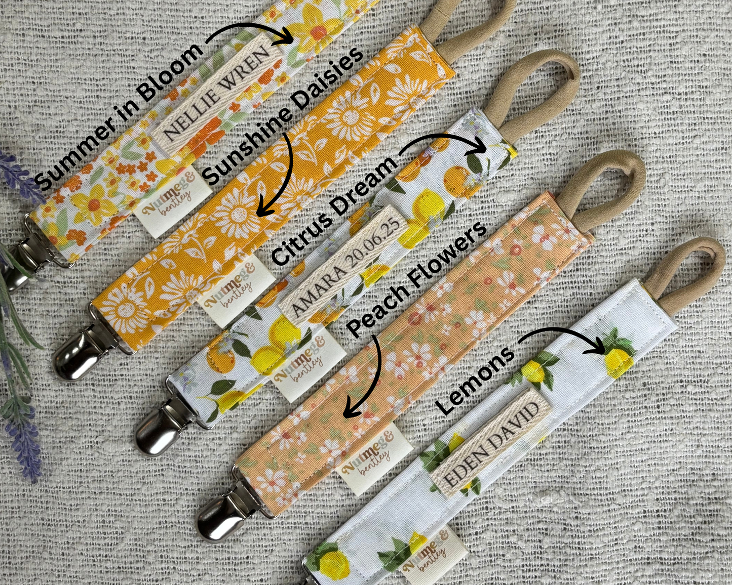 Personalised Dummy Clip – Handmade, Safe & Timeless Sunshine Baby Keepsake