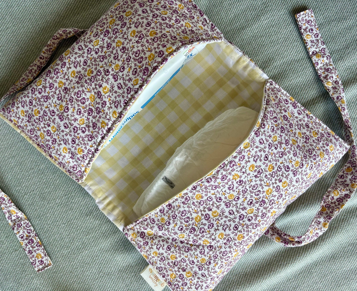 Nappy Wallet - Purple Yellow Florals Gingham