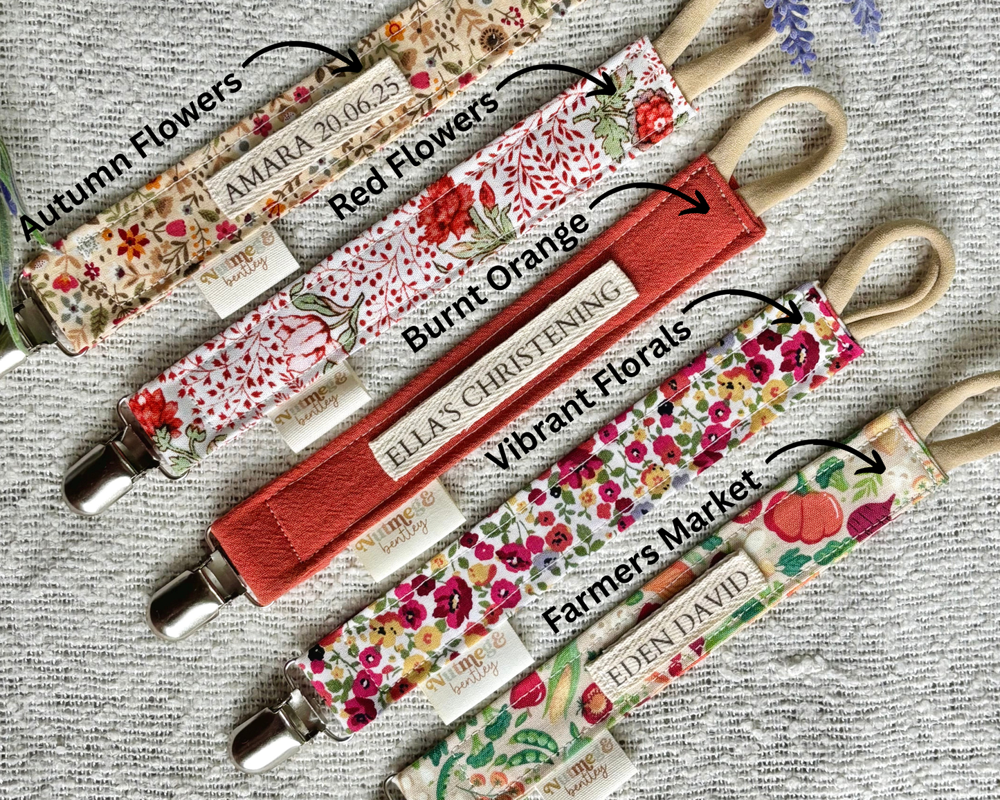 Personalised Dummy Clip – Handmade, Safe & Timeless Autumn Baby Keepsake