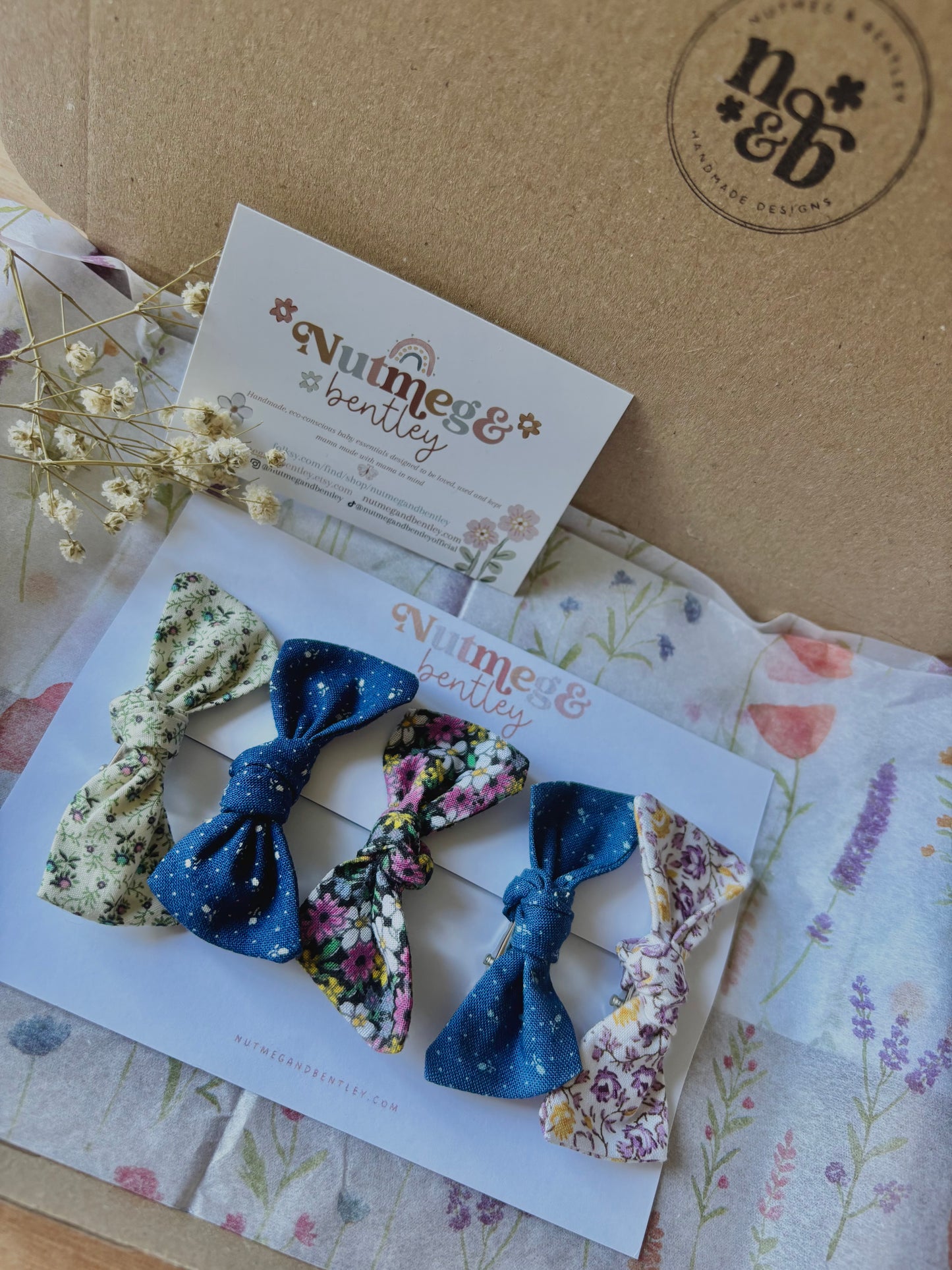 Midnight Handmade Set of 5 Girls Hair Clips