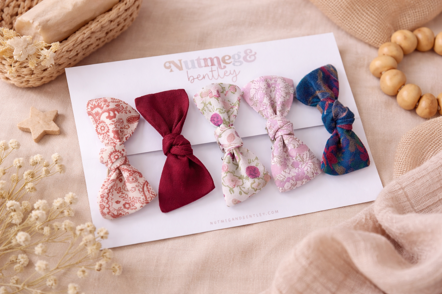 Bohemian Handmade Set of 5 Girls Hair Clips