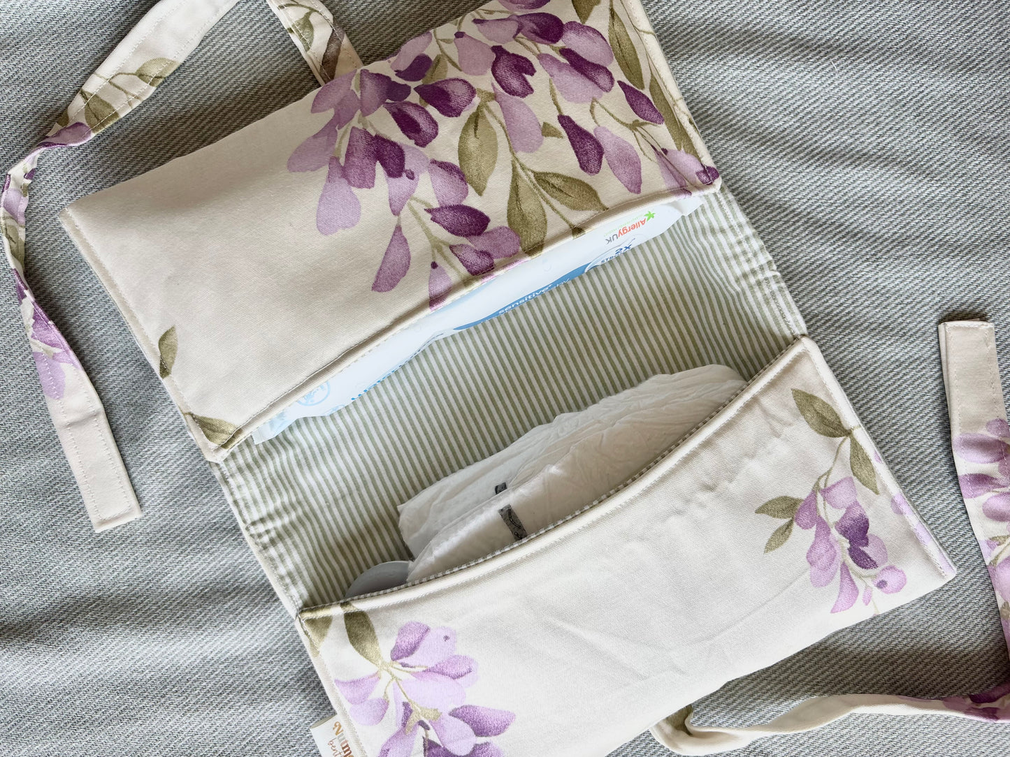 Nappy Wallet - Wisteria Sage Pinstripe