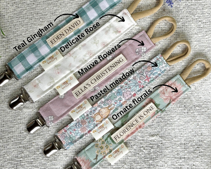 Personalised Dummy Clip – Handmade, Safe & Timeless  Pastel Baby Keepsake