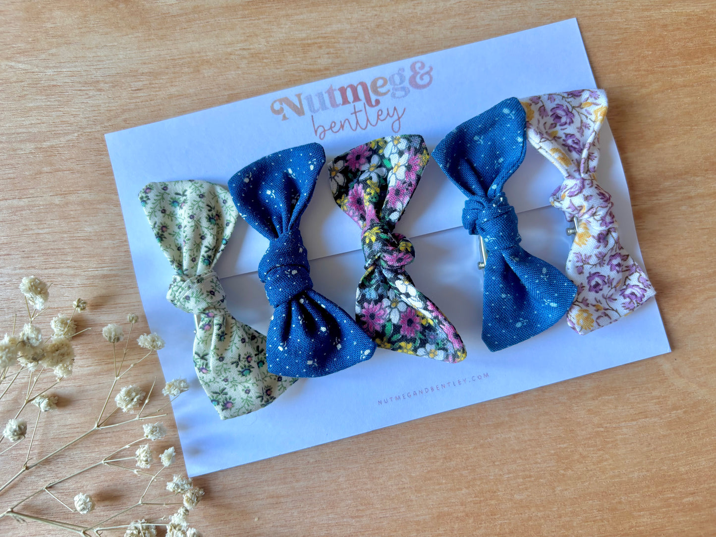 Midnight Handmade Set of 5 Girls Hair Clips