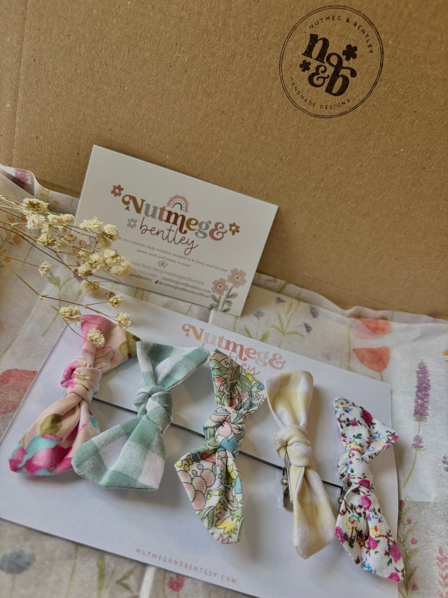 Pastel Handmade Set of 5 Girls Hair Clips