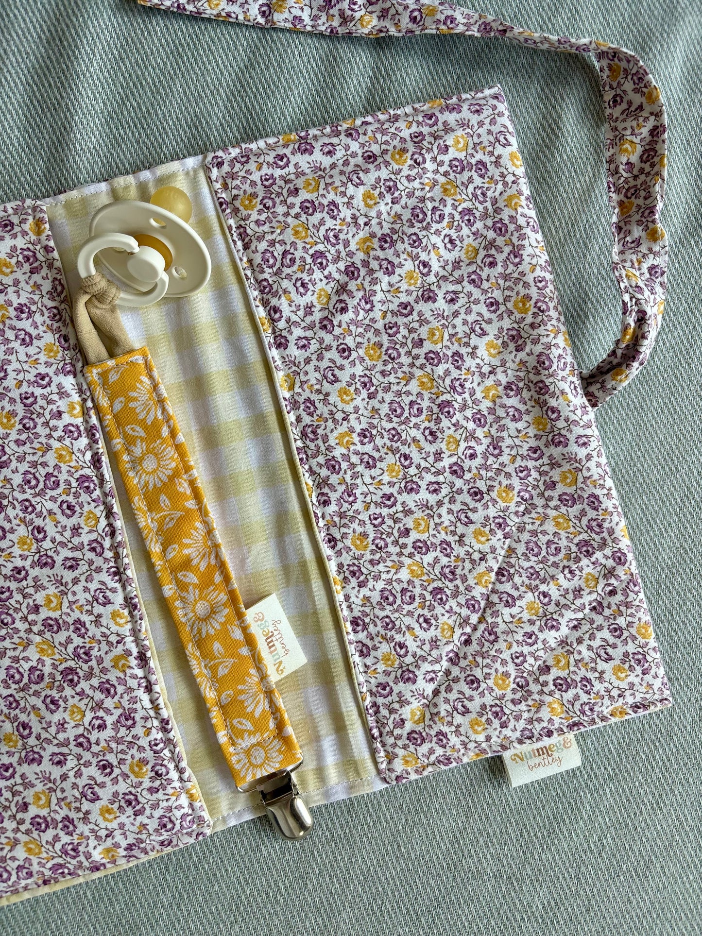 Nappy Wallet - Purple Yellow Florals Gingham
