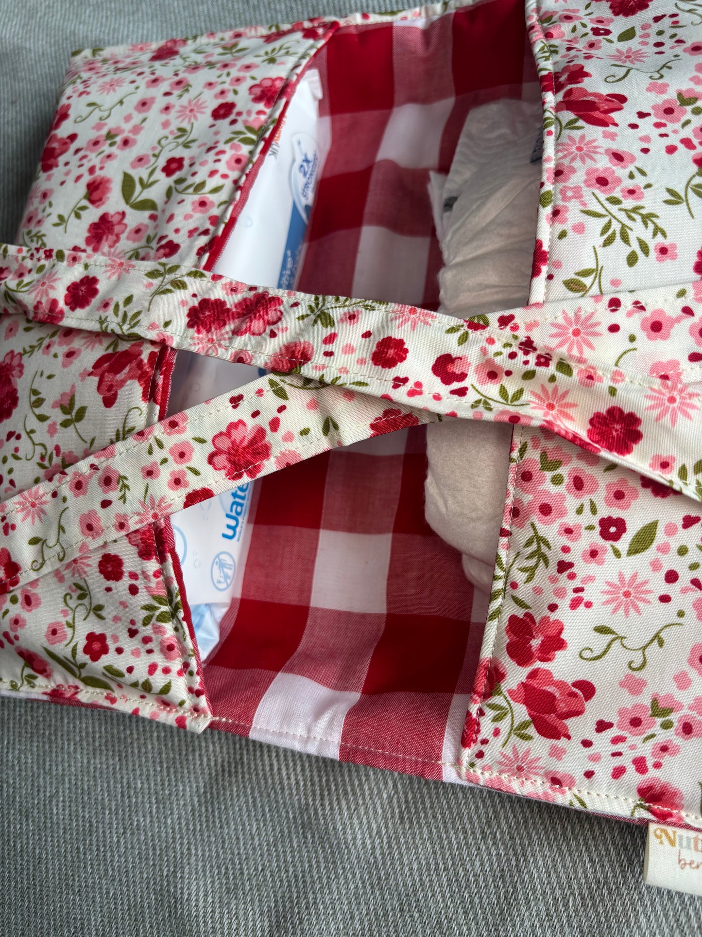 Nappy Wallet - Pink and Red Floral Picnic