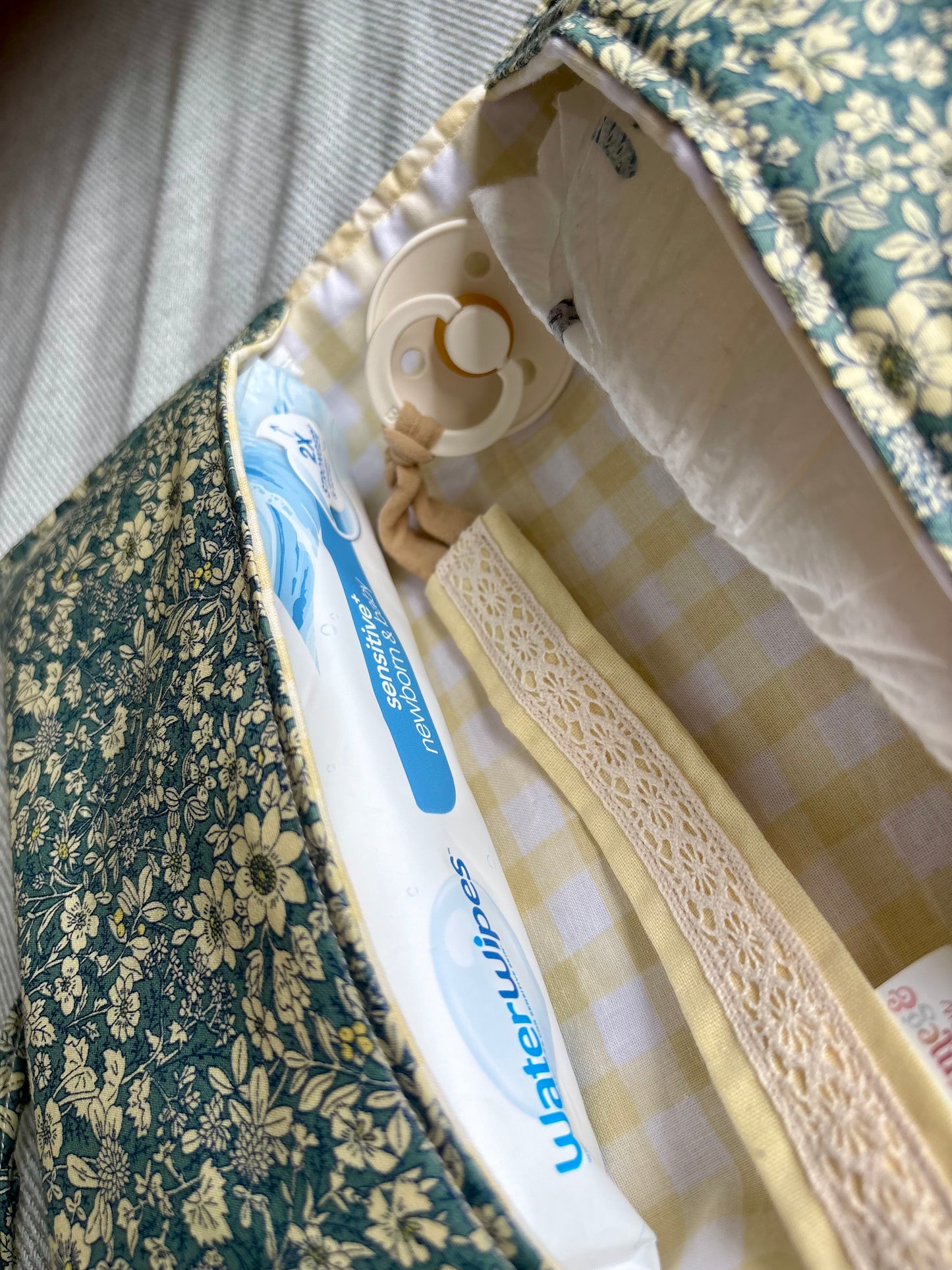 Nappy Wallet - Teal Floral Yellow Gingham