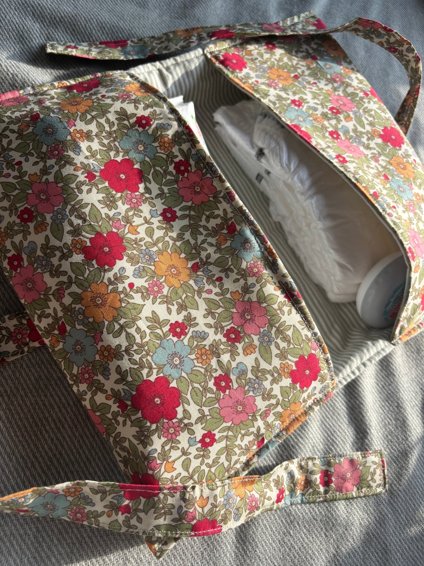 Nappy Wallet - Summer Floral Sage Pinstripe