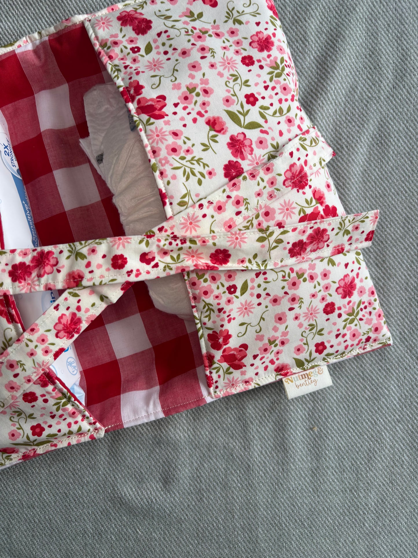 Nappy Wallet - Pink and Red Floral Picnic