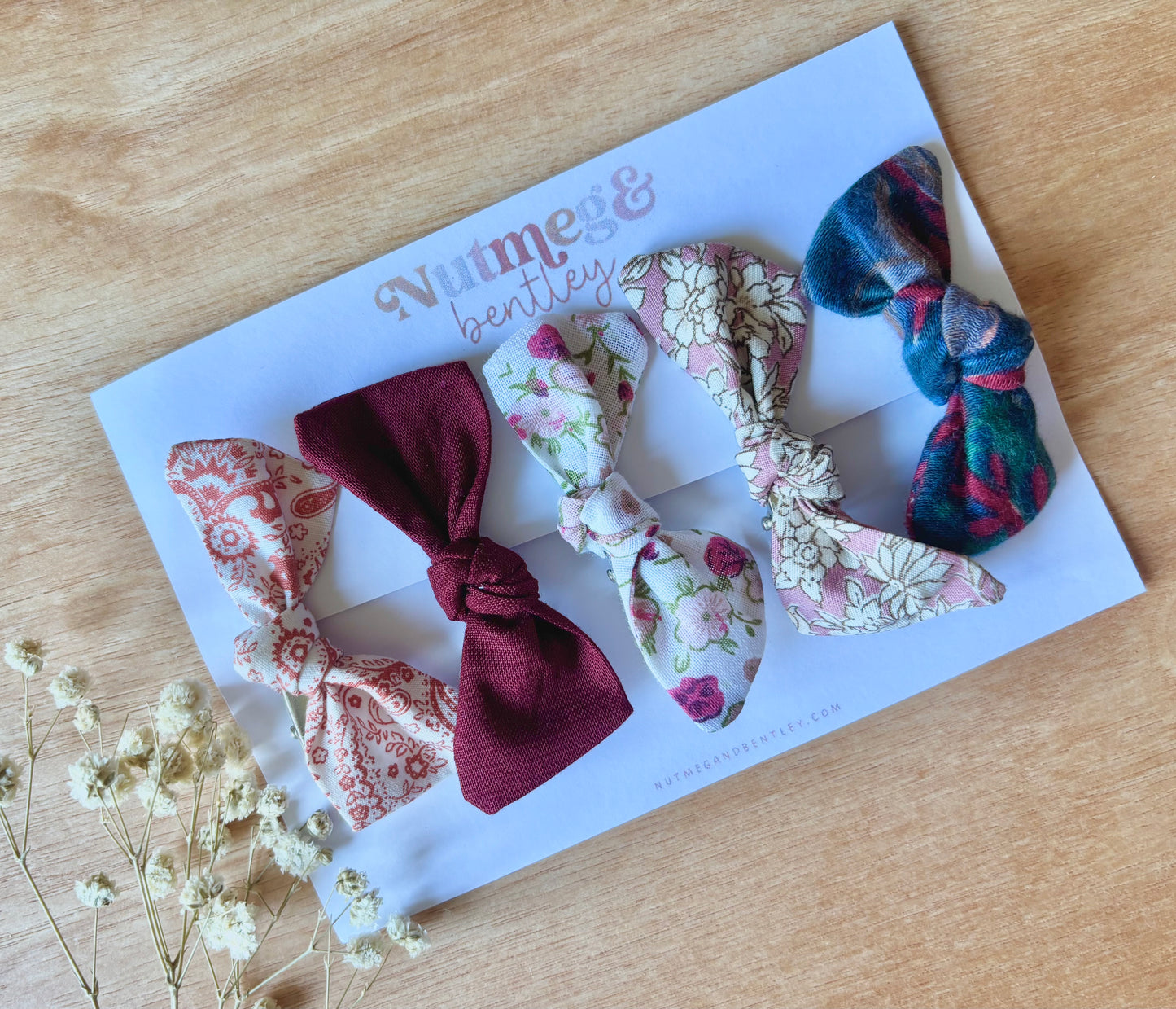 Bohemian Handmade Set of 5 Girls Hair Clips