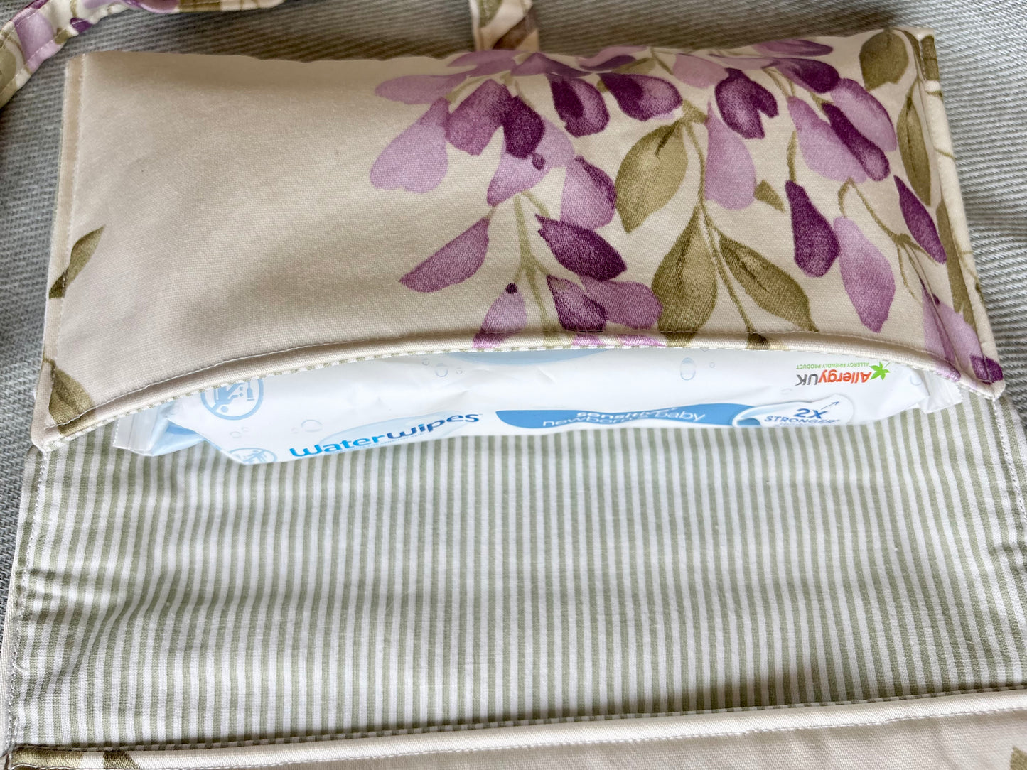 Nappy Wallet - Wisteria Sage Pinstripe