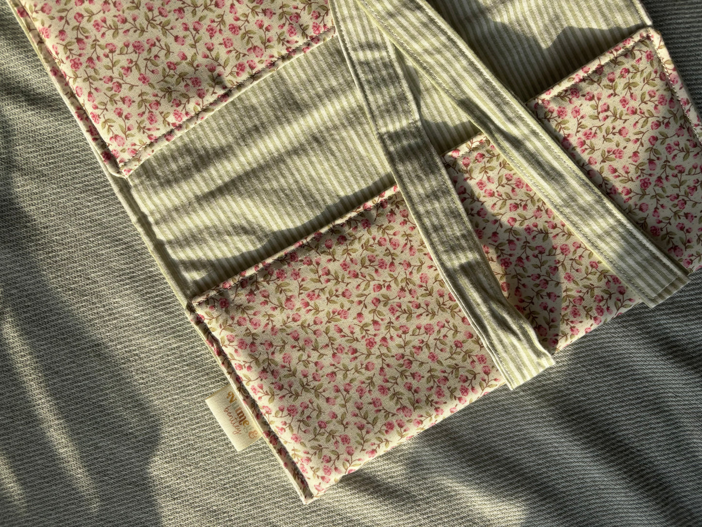 Nappy Wallet - Ditsy Pink Floral Sage Pinstripe