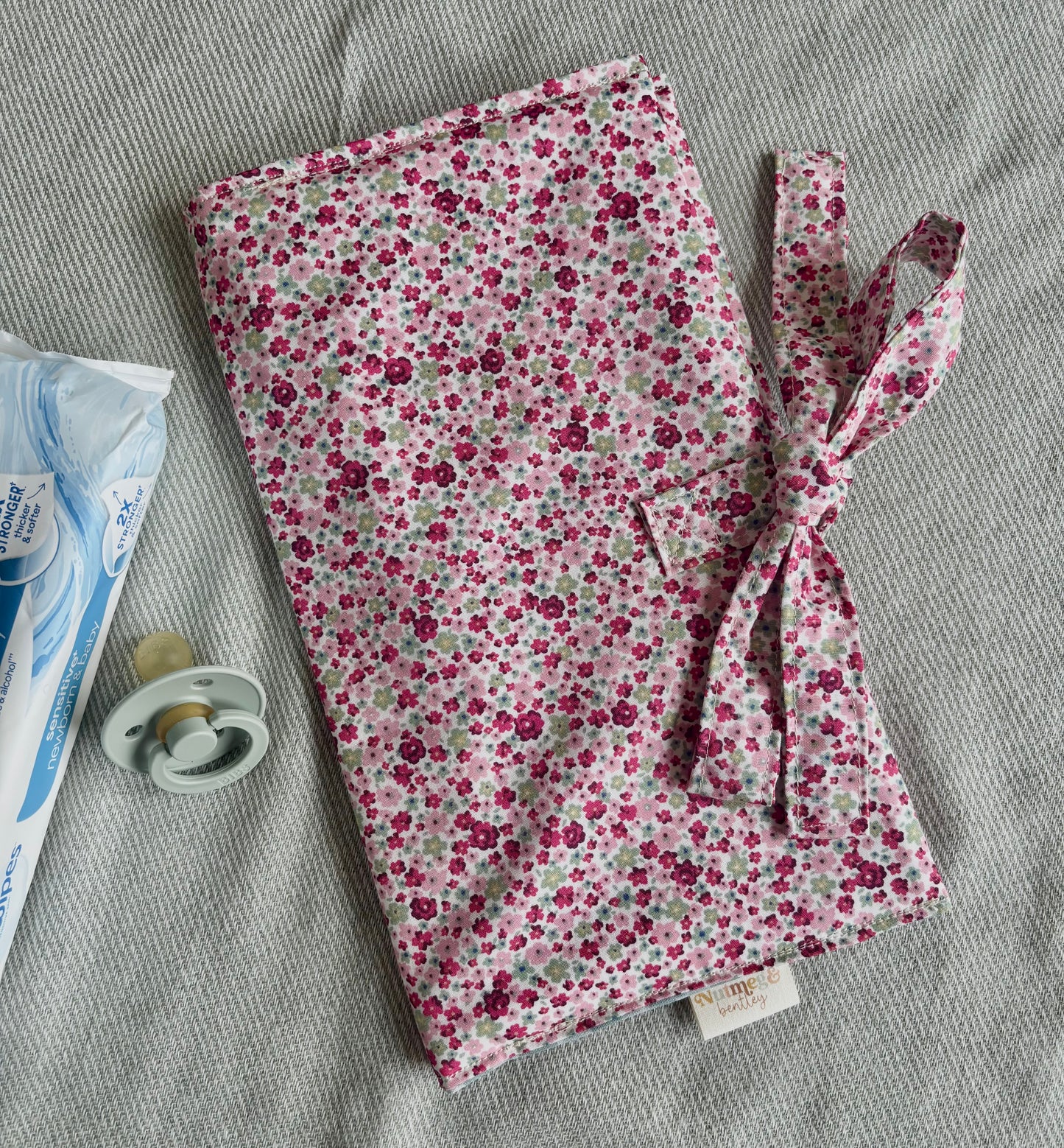 Nappy Wallet - Magenta Floral Teal Gingham