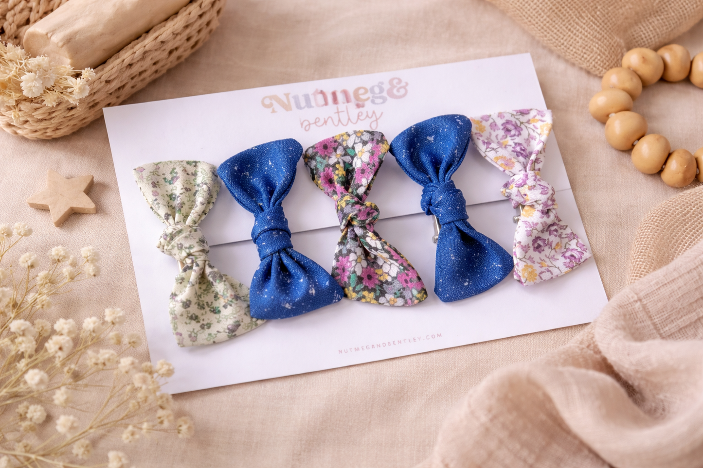 Midnight Handmade Set of 5 Girls Hair Clips