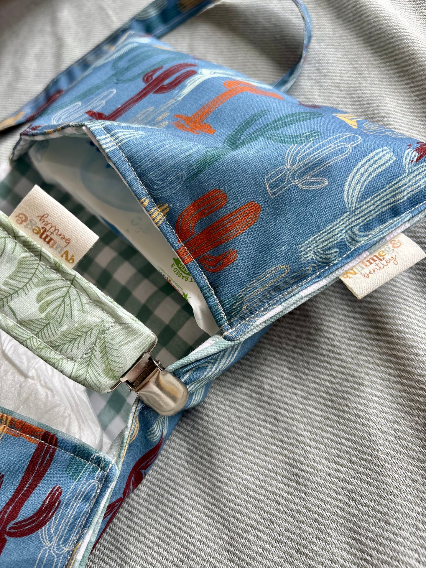 Nappy Wallet - Cactus Teal Gingham