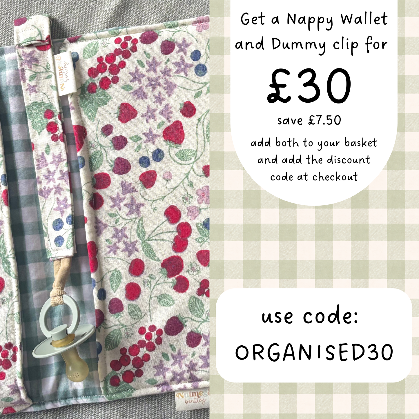 Nappy Wallet - Summer Floral Sage Pinstripe