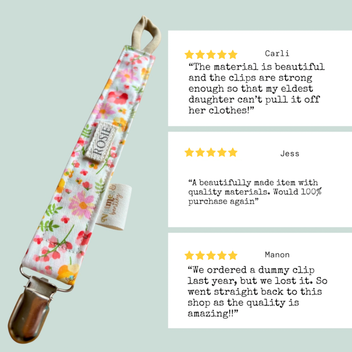 Summer Poppies Bib, Dummy Clip, Teething Ring