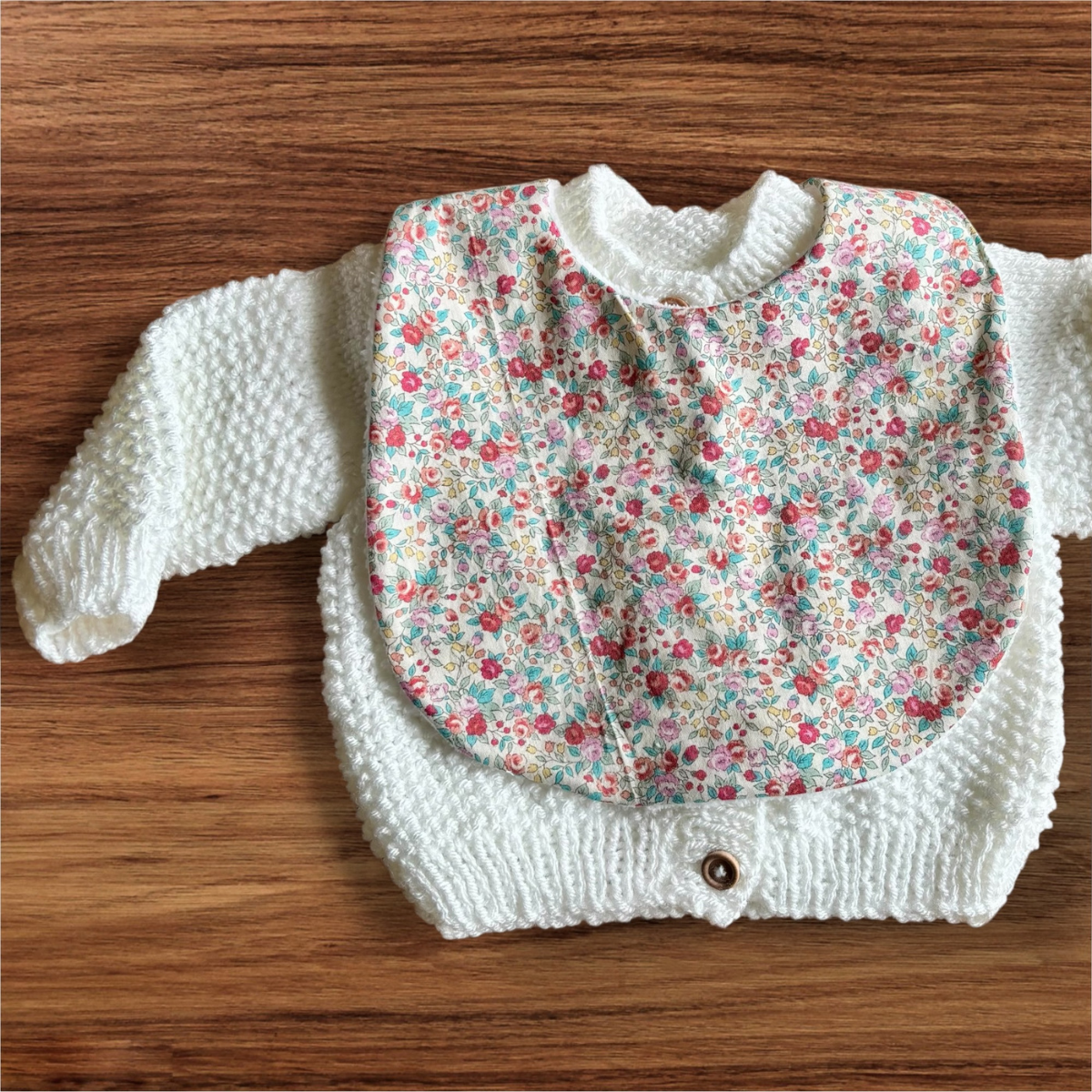 Pastel Florals Bib, Dummy Clip, Teething Ring