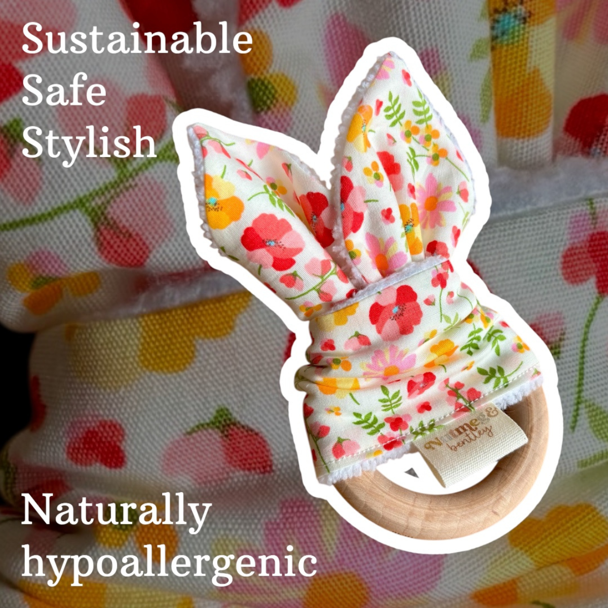 Summer Poppies Bib, Dummy Clip, Teething Ring