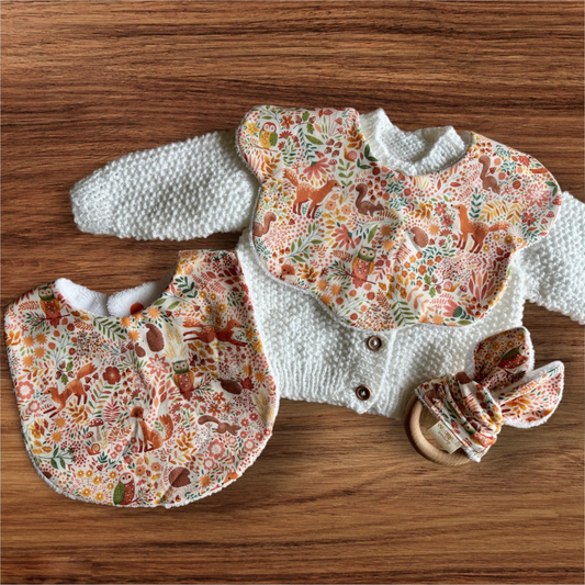 Woodland Friends Bib, Teething Ring