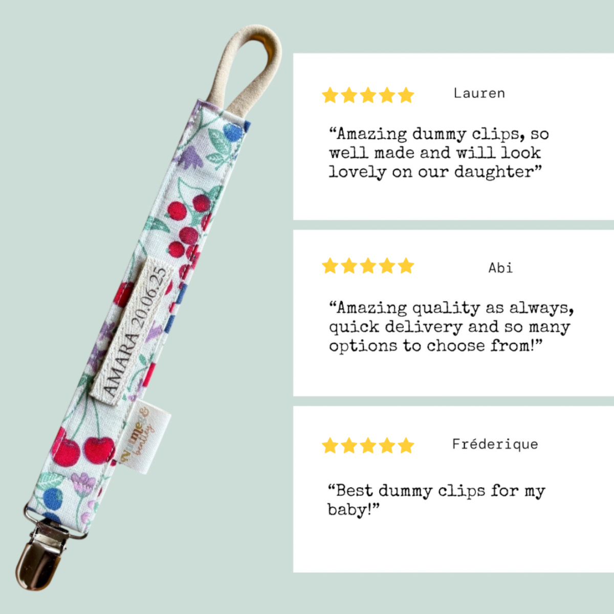 Berry Harvest Bib, Dummy Clip, Teething Ring