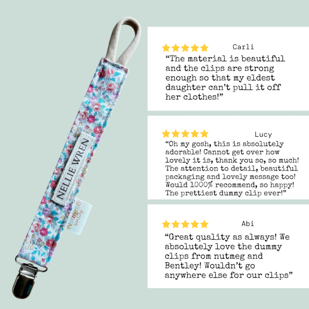 Pastel Florals Bib, Dummy Clip, Teething Ring