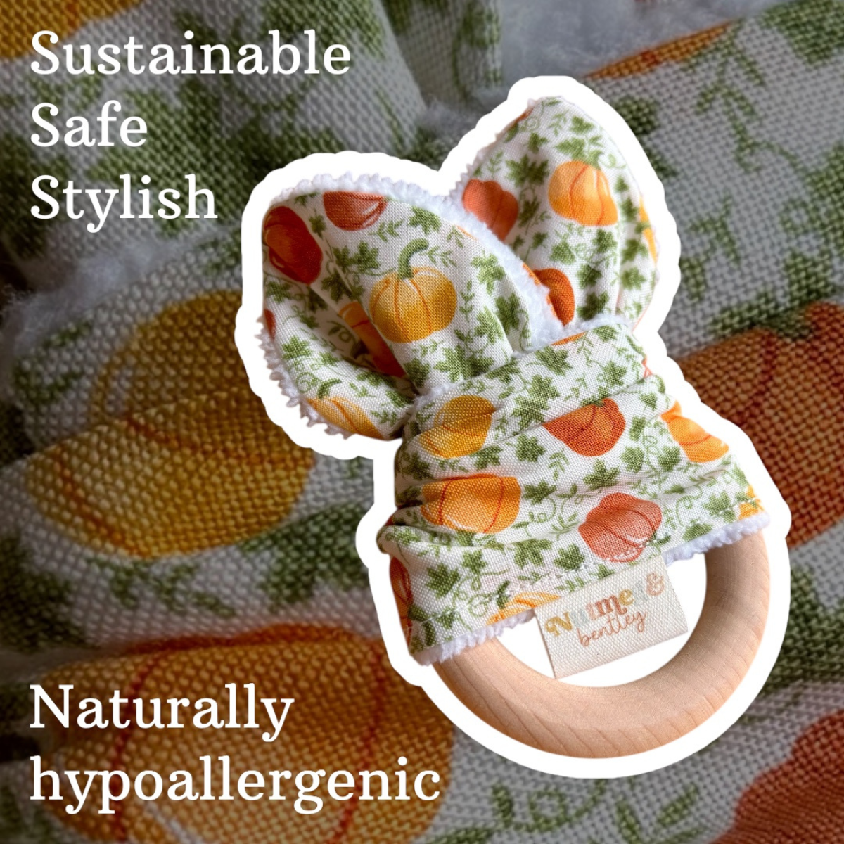 Pumpkin Patch Bib, Dummy Clip, Teething Ring