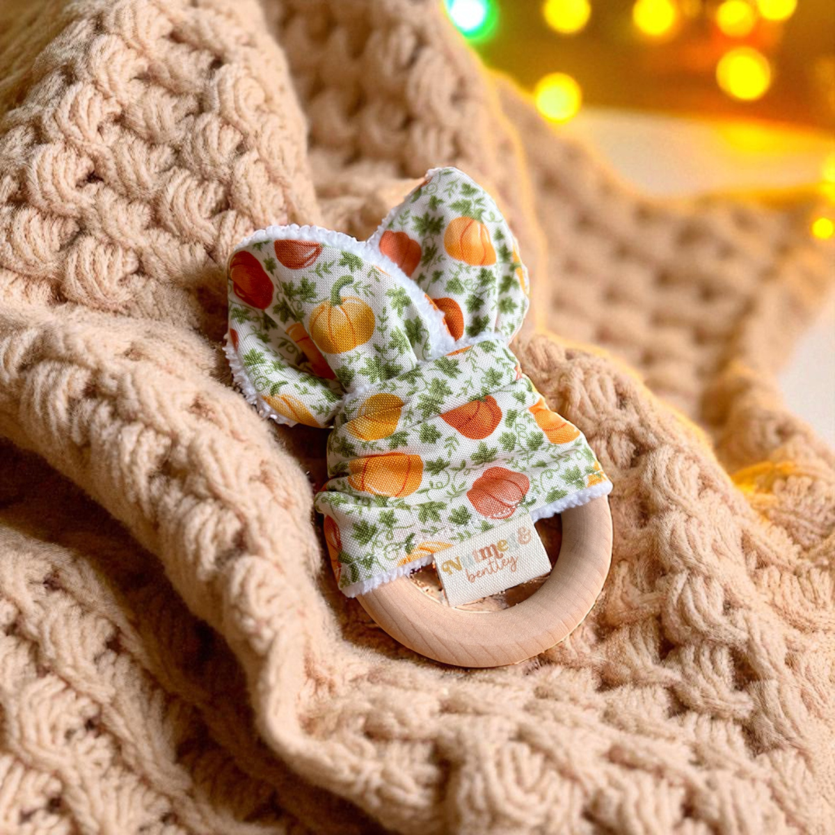 Pumpkin Patch Bib, Dummy Clip, Teething Ring