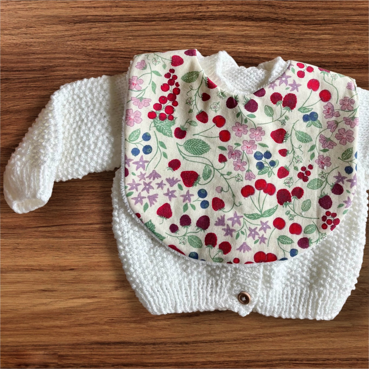 Berry Harvest Bib, Dummy Clip, Teething Ring