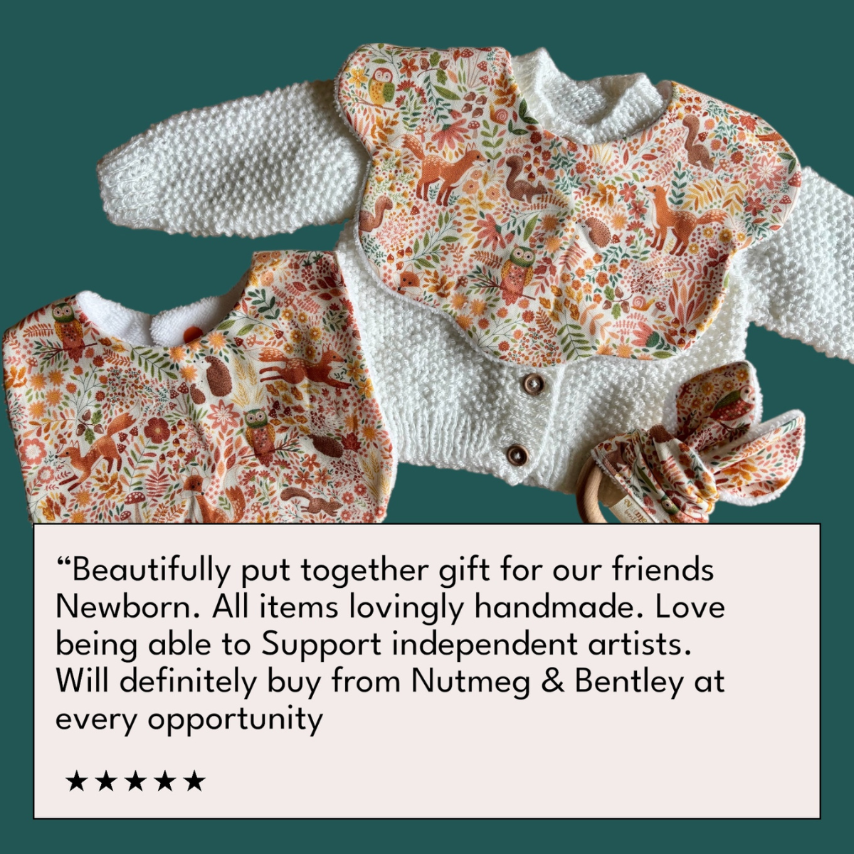 Woodland Friends Bib, Teething Ring