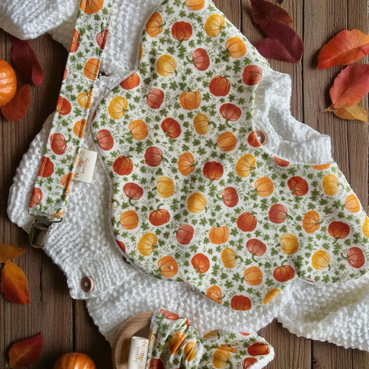 Pumpkin Patch Bib, Dummy Clip, Teething Ring