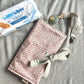 Nappy Wallet - Ditsy Pink Floral Sage Pinstripe