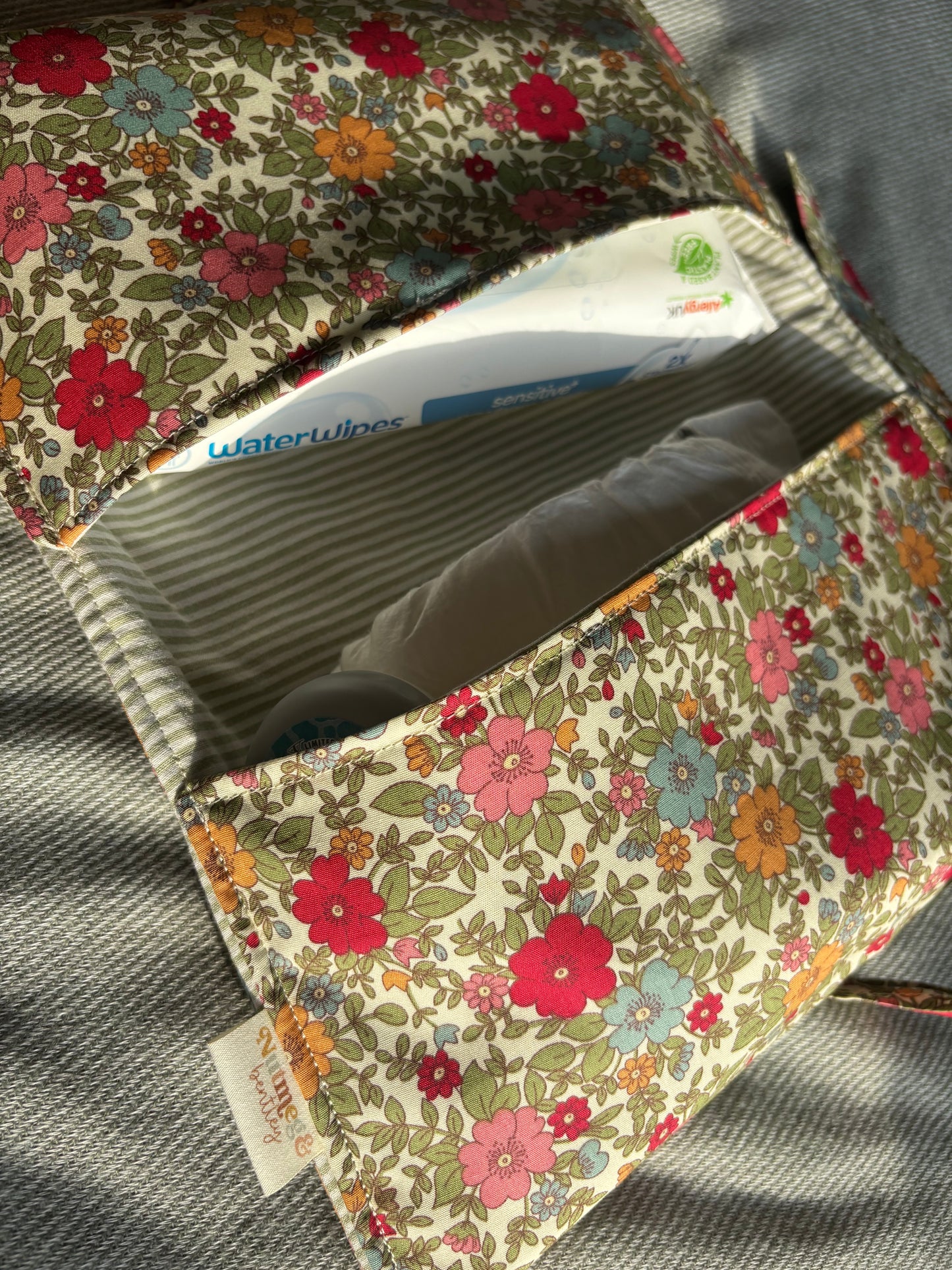 Nappy Wallet - Summer Floral Sage Pinstripe