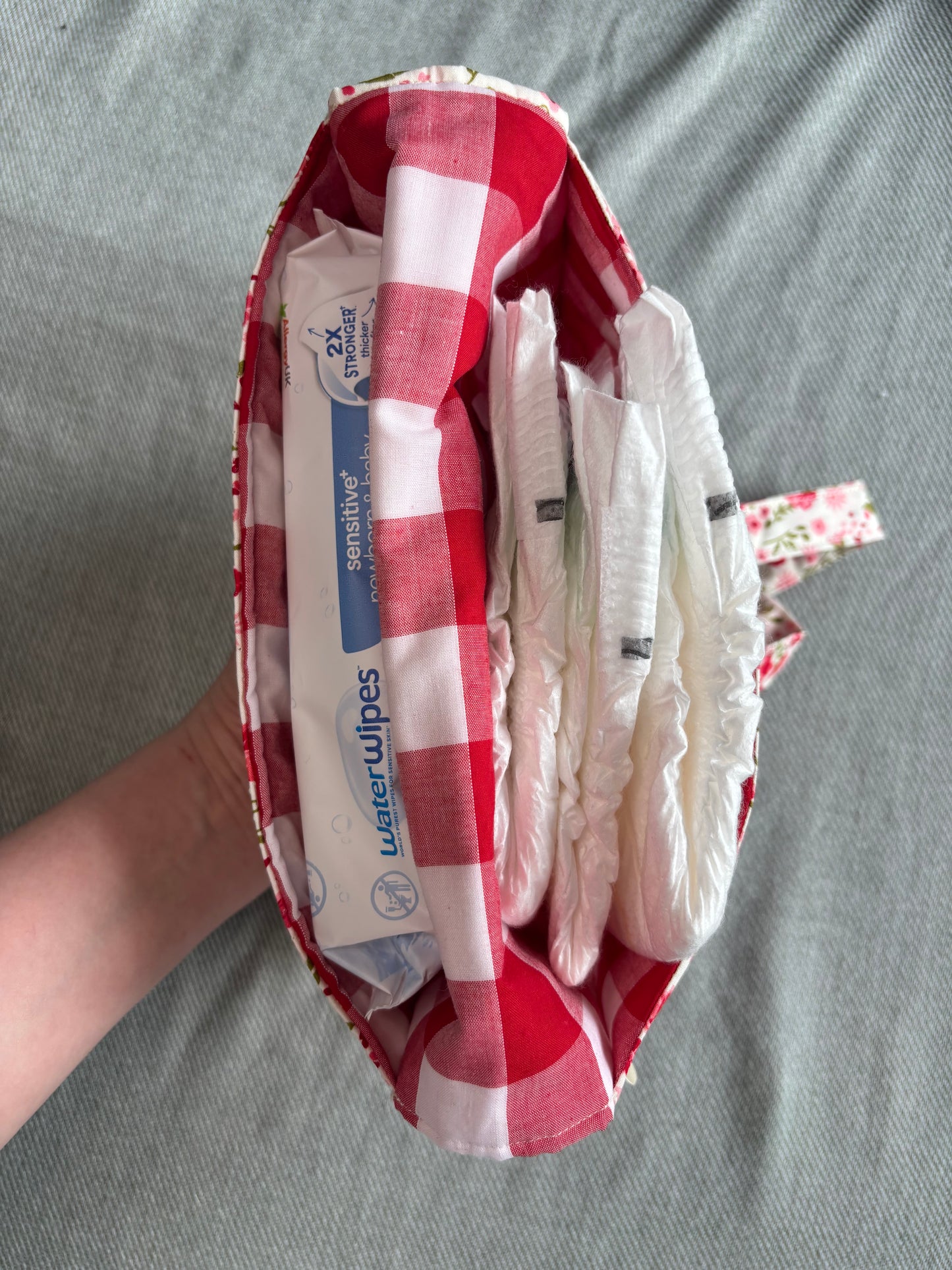 Nappy Wallet - Pink and Red Floral Picnic