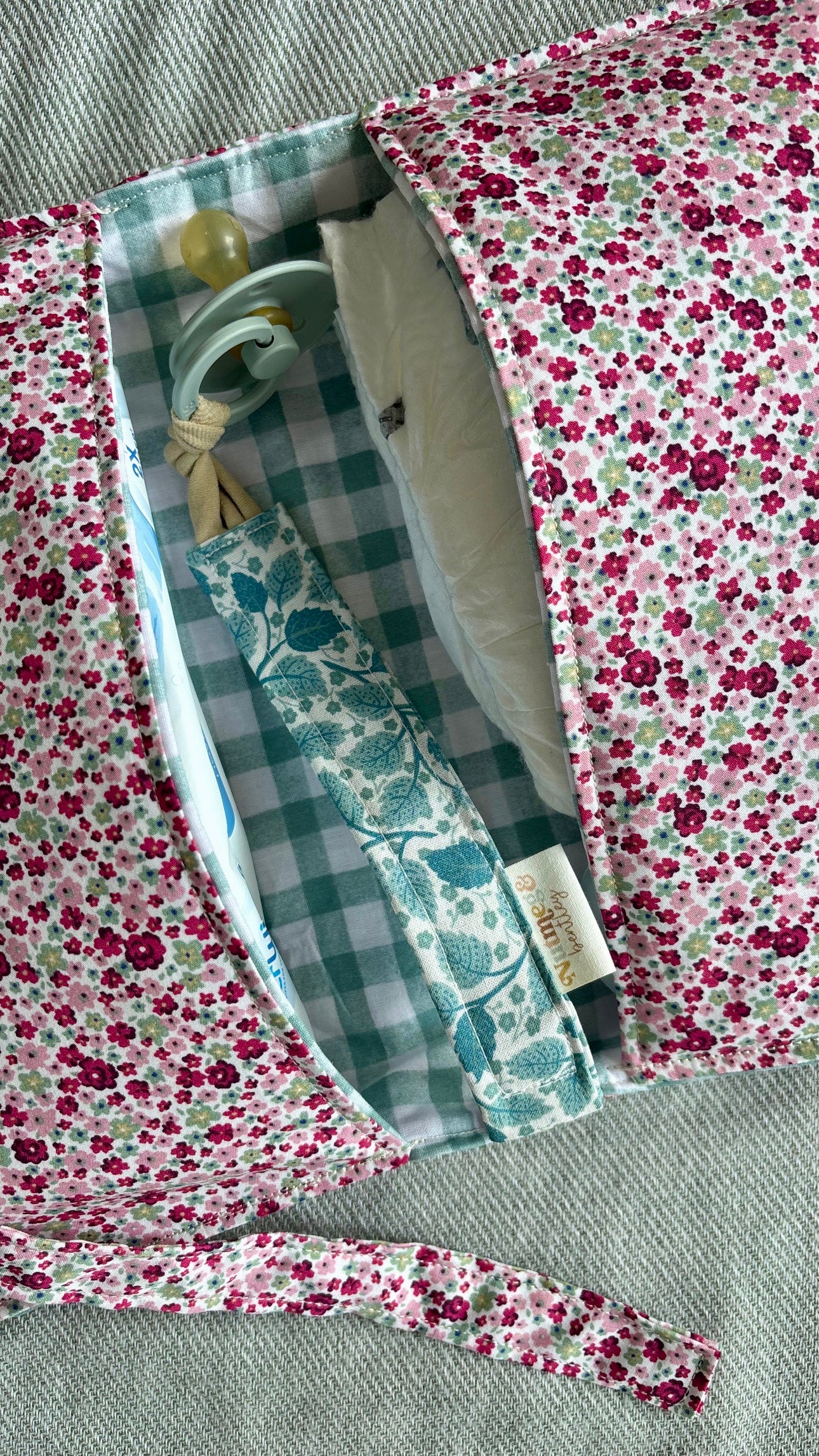 Nappy Wallet - Magenta Floral Teal Gingham