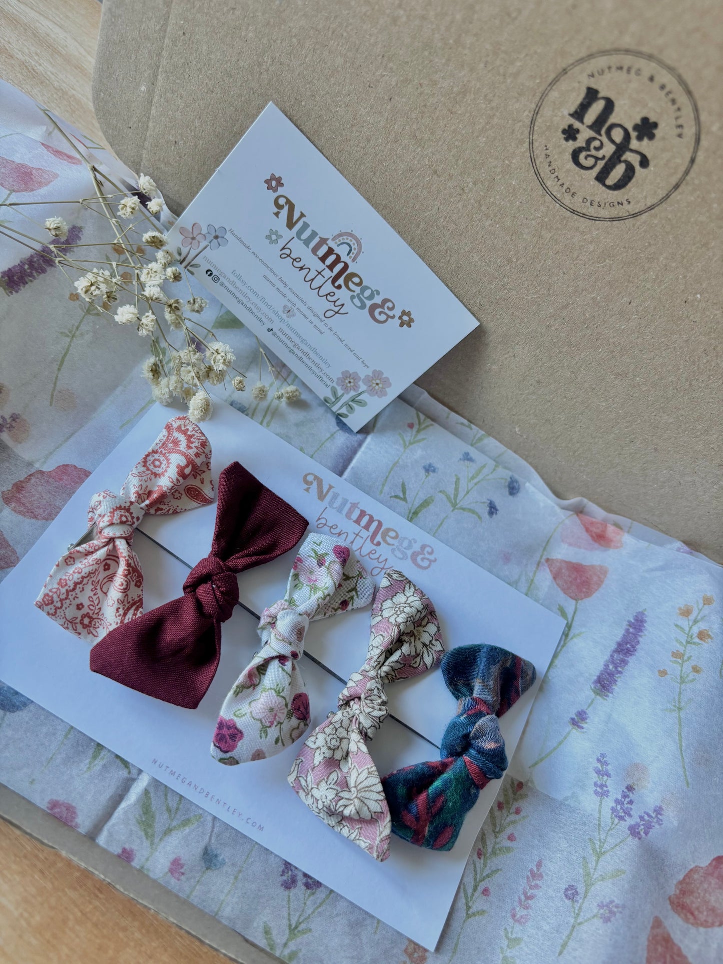 Bohemian Handmade Set of 5 Girls Hair Clips