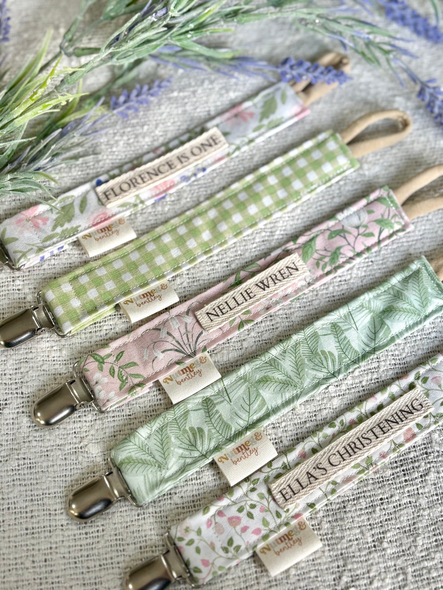 Personalised Dummy Clip – Handmade, Safe & Timeless Floral Baby Keepsake