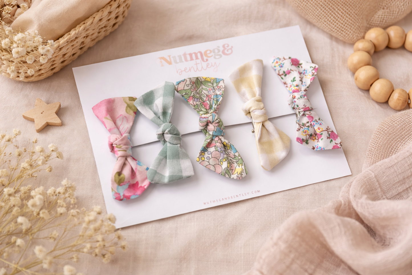 Pastel Handmade Set of 5 Girls Hair Clips